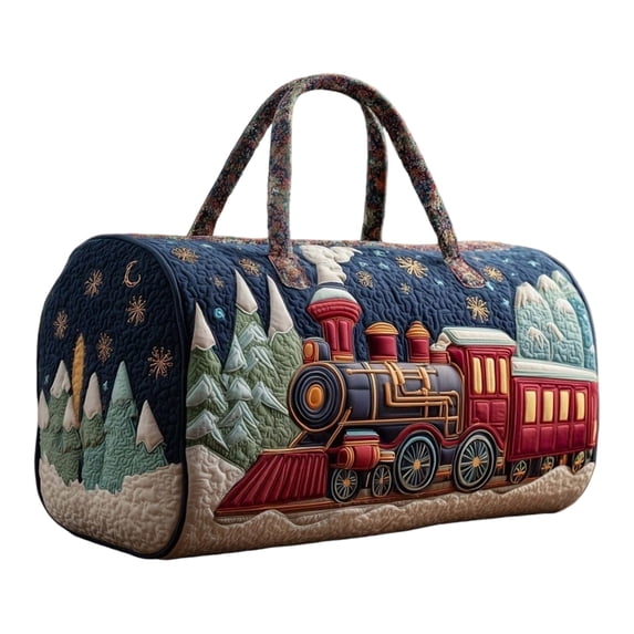 Women's Quilted Weekender Duffel Bag,Foldable Lightweight Travel Tote for Overnight Gym, Christmas Cute Pattern (18x9 Inches)