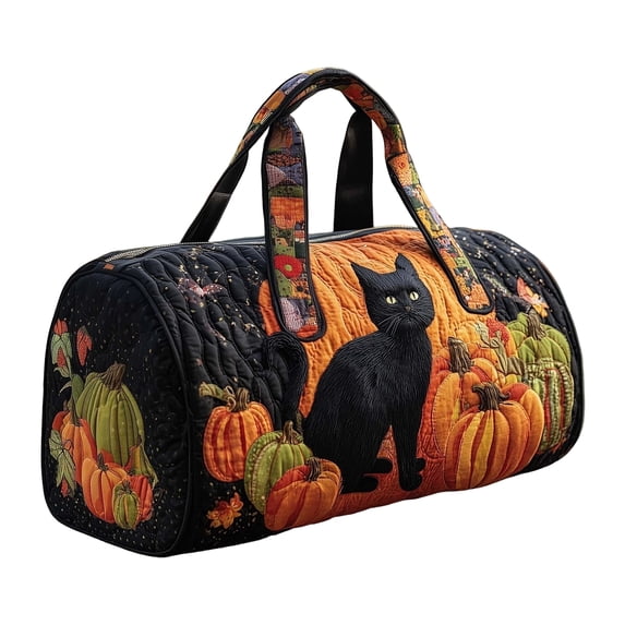 Women's Quilted Weekender Duffel Bag,Foldable Lightweight Travel Tote for Overnight Gym, Halloween Spooky Pattern (18x9 Inches)