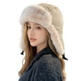thumbnail image 1 of Women's Quilted Winter Trapper Hat, Thermal Ear Flap Hat, Cold Weather Aviator Style Cap, Outdoor Sports Ear Muff Hat, Warm Winter Cap with Ear Protection - Khaki, 1 of 4