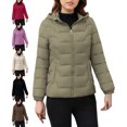 thumbnail image 1 of Women's Quilted Zip Front Puffer Coat, Drawstring Hood Casual Winter Outerwear, Multiple Colors, 1 of 9