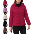 thumbnail image 1 of Women's Quilted Zip Front Puffer Coat, Drawstring Hood Casual Winter Outerwear, Multiple Colors, 1 of 9