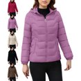 thumbnail image 1 of Women's Quilted Zip Front Puffer Coat, Drawstring Hood Casual Winter Outerwear, Multiple Colors, 1 of 9