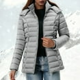 thumbnail image 1 of Women's Quilted down Coat Lightweight Waterproof Puffer Jacket Warm Thicken Hooded Outwear with Pocket New Light Jackets for Women Casual Gray L, 1 of 9