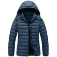 thumbnail image 1 of Women's Quilted down Coat Lightweight Waterproof Puffer Jacket Warm Thicken Hooded Outwear with Pocket New Long Sleeve Jackets for Women Navy XL, 1 of 8