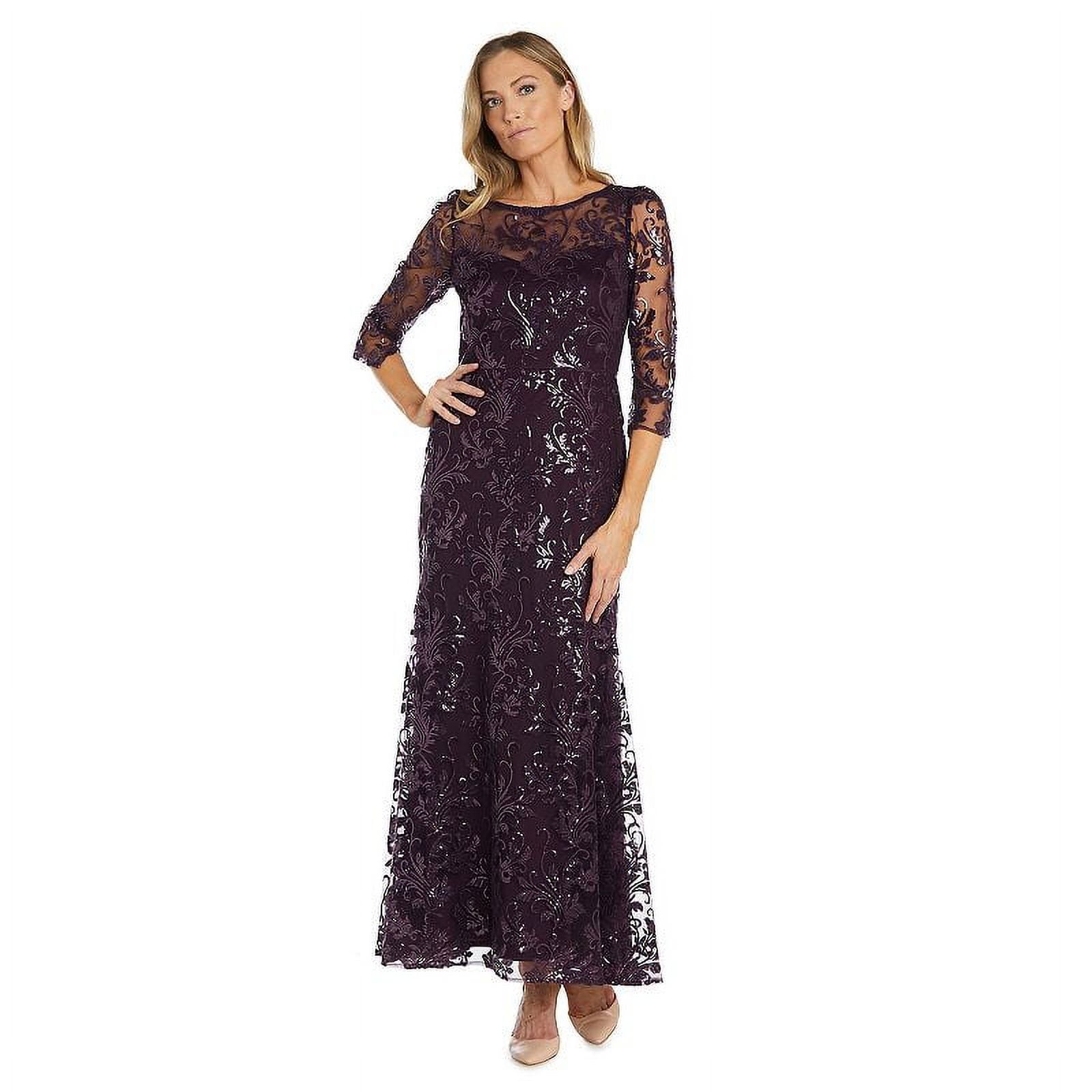 women's slim fit dress pants Mac Duggal - Navy Embellished Illusion V Neck Long Sleeve Gown main image 1