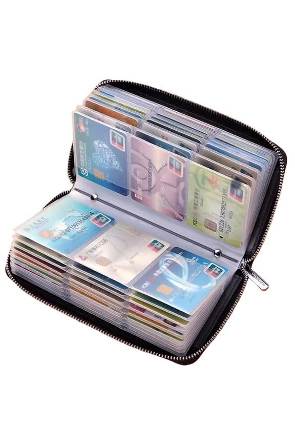 Women's RFID Blocking Zipper Credit Card Holder Wallet Case Purse, Leather