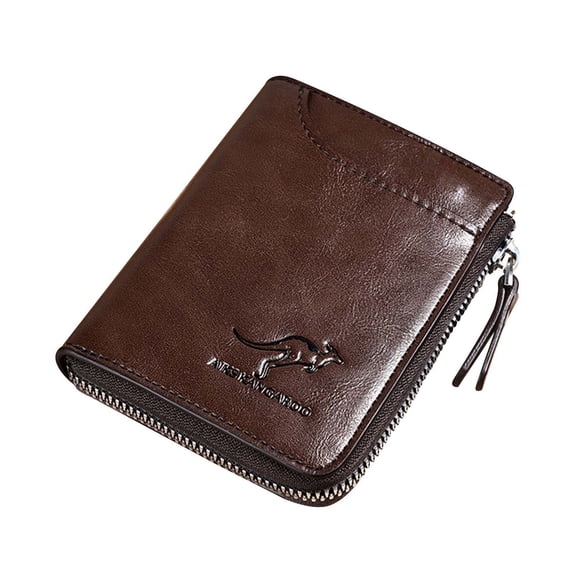 Women’s RFID Blocking Zipper Wallet, Kangaroo Wallets, PU Compact Short Bifold Purse Stylish Soft Simple Design RFID Protected Anti-Theft Credit Card Holder Zipper Wallet for Daily Travel C