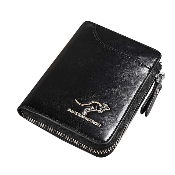 Women’s RFID Blocking Zipper Wallet, Kangaroo Wallets, PU Compact Short Bifold Purse Stylish Soft Simple Design RFID Protected Anti-Theft Credit Card Holder Zipper Wallet for Daily Travel B