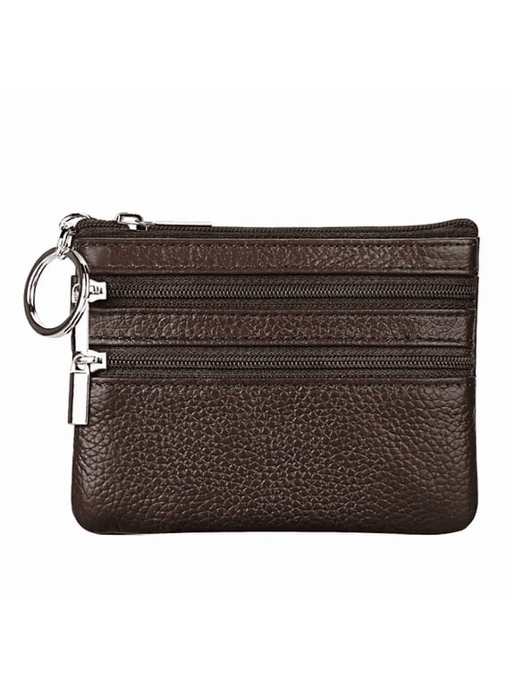 Women's RFID Coin Purse Small Wallet with Zipper Pockets and Keychain | Slim Front Pocket Card Holder for ID, Credit Cards, Cash, Coins, Mini Bag