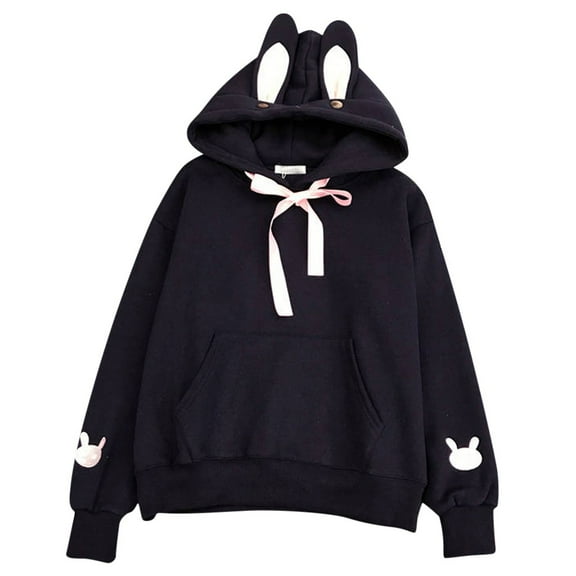 Women's Rabbit Ears Hoodie Blouse Long Sleeve Loose Fit Fashion Top Sweatshirt Comfortable Casual T-Shirt