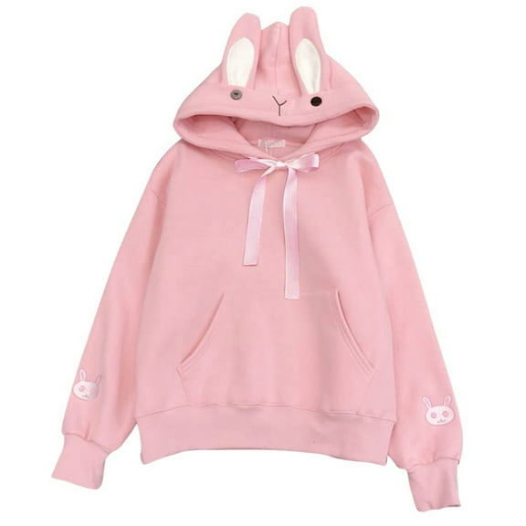 Women's Rabbit Ears Hoodie Blouse Long Sleeve Loose Fit Fashion Top Sweatshirt Comfortable Casual T-Shirt