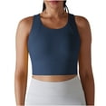 thumbnail image 1 of Women's Racerback Basic Athletic Tank Top Summer Slim Fit Crew Neck Sleeveless Crop Camis Breathable Yoga Gym Activewear Navy, 1 of 7