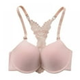 thumbnail image 1 of Women's Racerback Front Closure Push Up Lace Bra Tshirt Padded Plunge Bra, 1 of 5