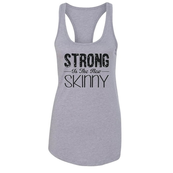 Women’s Racerback Graphic Gym Tank Top “Strong is the new Skinny” RB Clothing Co Grey, Medium