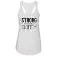 thumbnail image 1 of Women’s Racerback Graphic Gym Tank Top “Strong is the new Skinny” RB Clothing Co White, Medium, 1 of 2