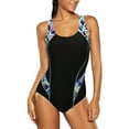 thumbnail image 1 of Women's Racerback One Piece Athletic Swimwear Color Blocked Training Bath Suit, 1 of 8