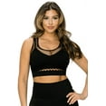 thumbnail image 1 of Women’s Racerback Seamless Fishnet Cropped Top, Black, 1 of 4