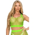 thumbnail image 1 of Women’s Racerback Seamless Fishnet Cropped Top, Neon Green, 1 of 4
