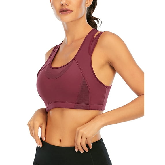 Women's Racerback Sport Bras Workout Sports Bra High Impact Support Wirefree Mesh Racerback Top Yoga Bras