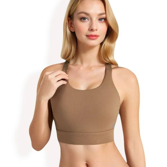 Women's Racerback Sports Bra with Supportive Stretch Fabric - Small, Brown