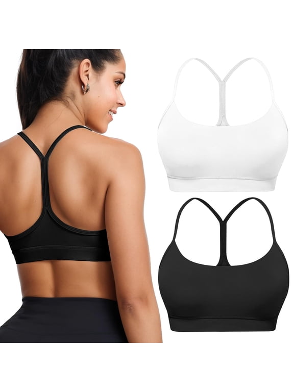 Women's Racerback Sports Bras, Wireless Y-Back Padded Bra with Removable Padding for Yoga Gym