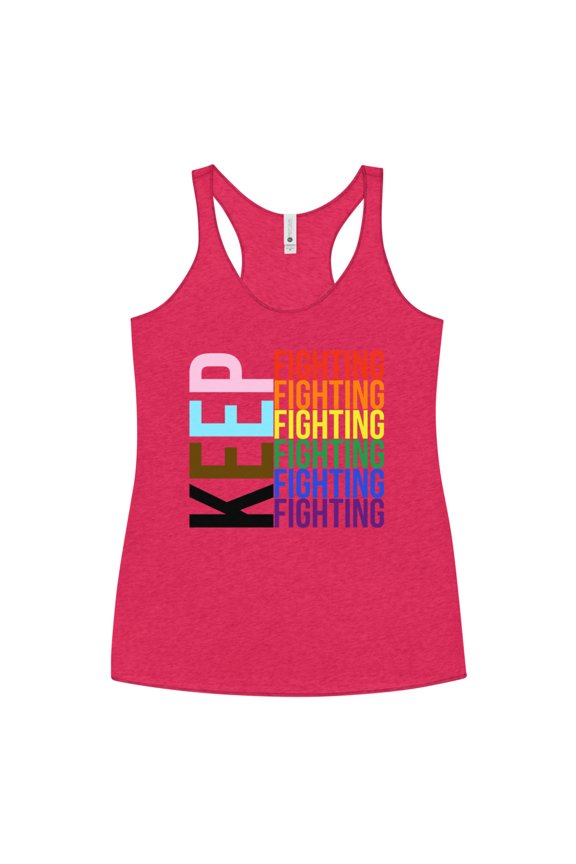 Women's Racerback Tank Keep Fighting (Vintage Shocking Pink, L)