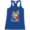 thumbnail image 1 of Women's Racerback Tank Top - American Flag Cat, 1 of 5