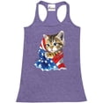 thumbnail image 1 of Women's Racerback Tank Top - American Flag Cat, 1 of 5