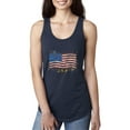 thumbnail image 1 of Women's Racerback Tank Top - American Flag USA in Gold, 1 of 5