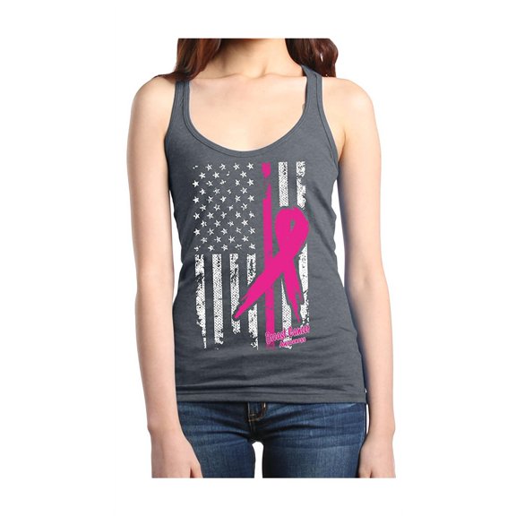 Women's Racerback Tank Top - Cancer Ribbon American Flag
