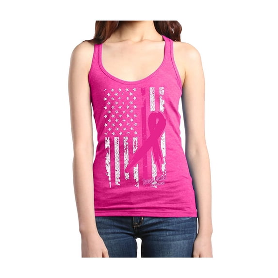 Women's Racerback Tank Top - Cancer Ribbon American Flag