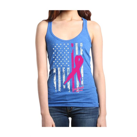 Women's Racerback Tank Top - Cancer Ribbon American Flag