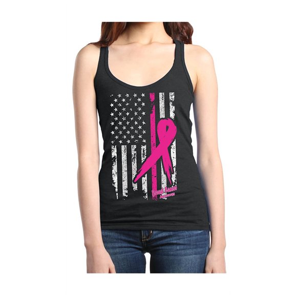 IWPF - Women's Racerback Tank Top - Cancer Ribbon American Flag