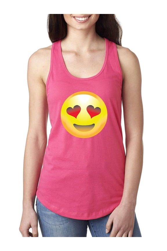 Women's Racerback Tank Top - Emoji Heart-Shaped Eyes