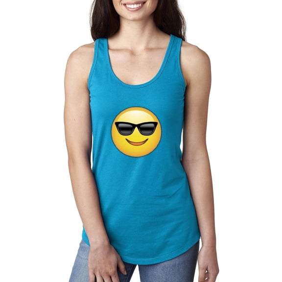 Women's Racerback Tank Top - Emoji with Sunglasses