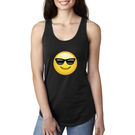 Women's Racerback Tank Top - Emoji with Sunglasses