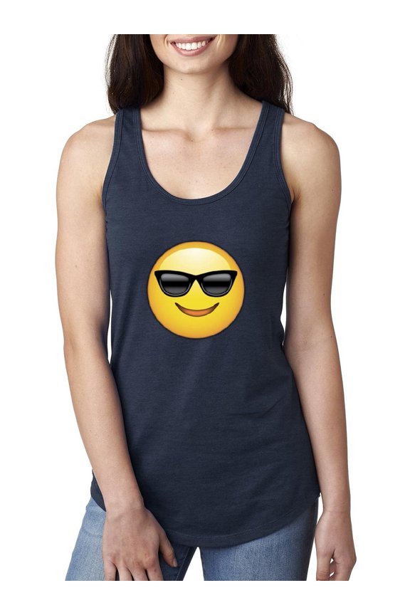 Women's Racerback Tank Top - Emoji with Sunglasses