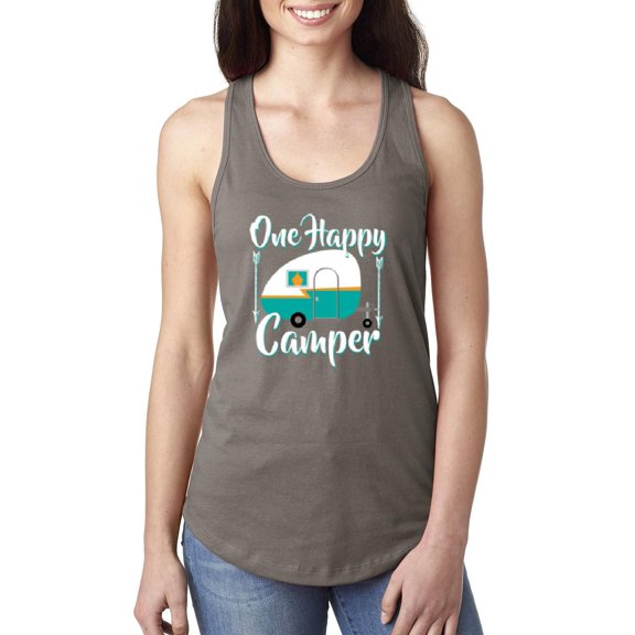 Women's Racerback Tank Top - ONE HAPPY CAMPER