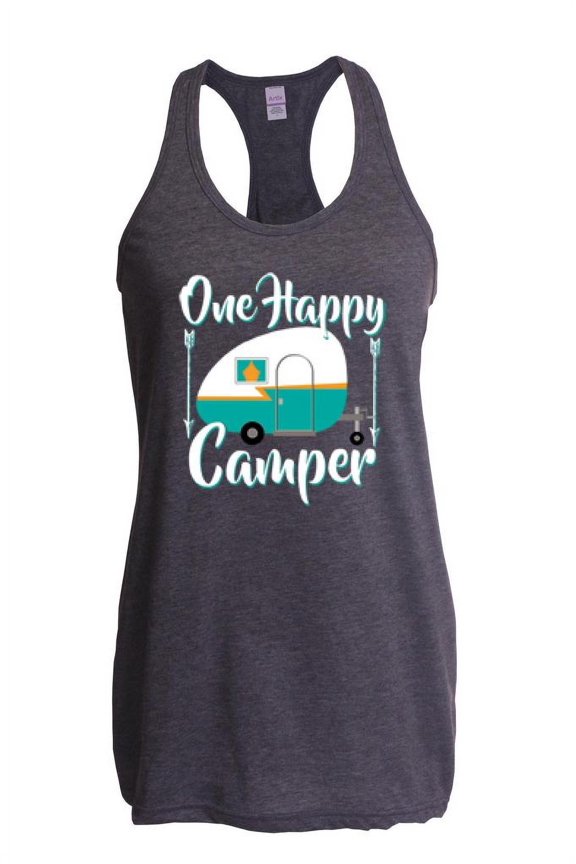 Women's Racerback Tank Top - ONE HAPPY CAMPER