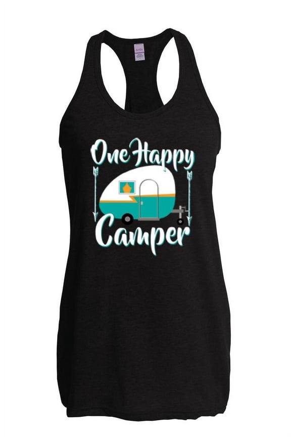 Women's Racerback Tank Top - ONE HAPPY CAMPER