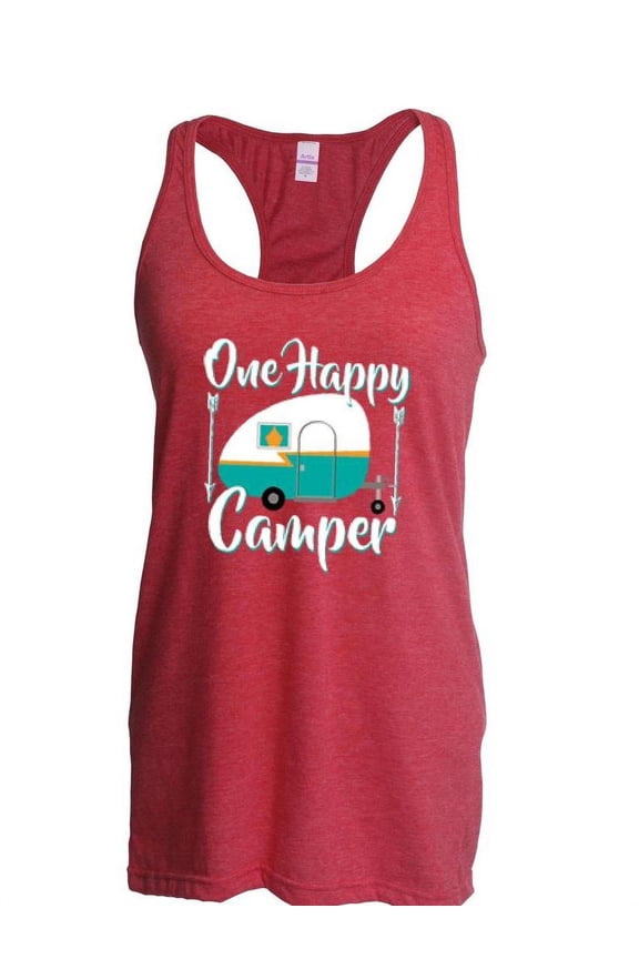 Women's Racerback Tank Top - ONE HAPPY CAMPER