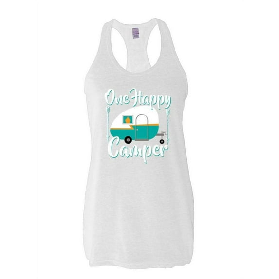 Women's Racerback Tank Top - ONE HAPPY CAMPER