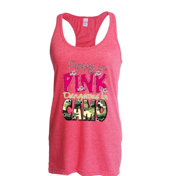 Women's Racerback Tank Top - Pretty in Pink Dangerous in Camo