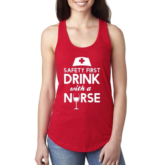 Women's Racerback Tank Top - Safety First With A Nurse