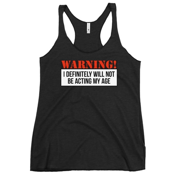 Women's Racerback Tank WARNING (Vintage Black, XS)