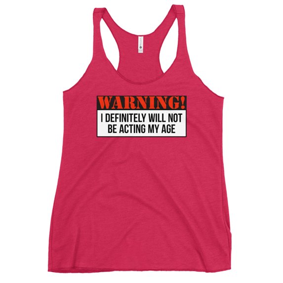 Women's Racerback Tank WARNING (Vintage Shocking Pink, XL)