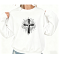 thumbnail image 1 of Women's "Radiant Cross" Graphic Breathable Sweatshirt Top Casual Comfortable Round-neck long-sleeved White S-3XL, 1 of 5