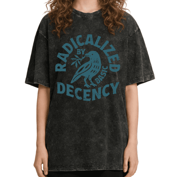 Women's "Radicalized By Decency" Meme Graphic Breathable Washed T Shirt Political Social Justice Black S-2XL Plus Size