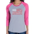 thumbnail image 1 of Women's Raglan Baseball Word Art T-shirt - Fireworks American Flag, 1 of 2