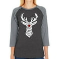 thumbnail image 1 of Women's Raglan Baseball Word Art T-shirt - Santa's Reindeer, 1 of 2